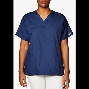 Cherokee Women Scrubs Navy Top Shirt V-Neck Size XL